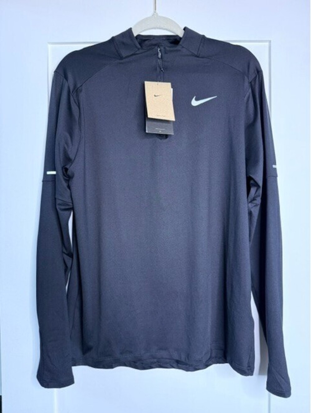 Nike Men's Running Dri-Fit 1/4 Zip Long Sleeve Shirt Black Reflective NWT Size M